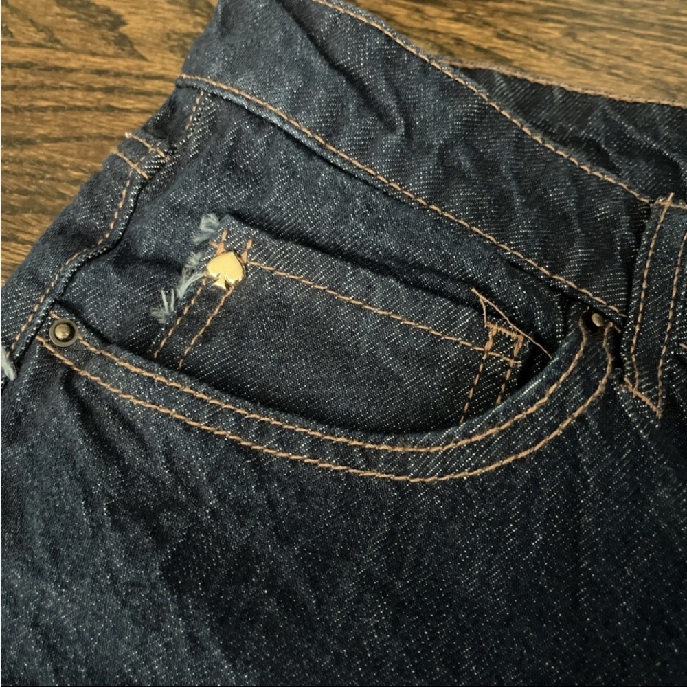 Kate Spade Blue Flare Wide Leg Jeans with Folded Cuff size 8 NWT - Picture 9 of 10